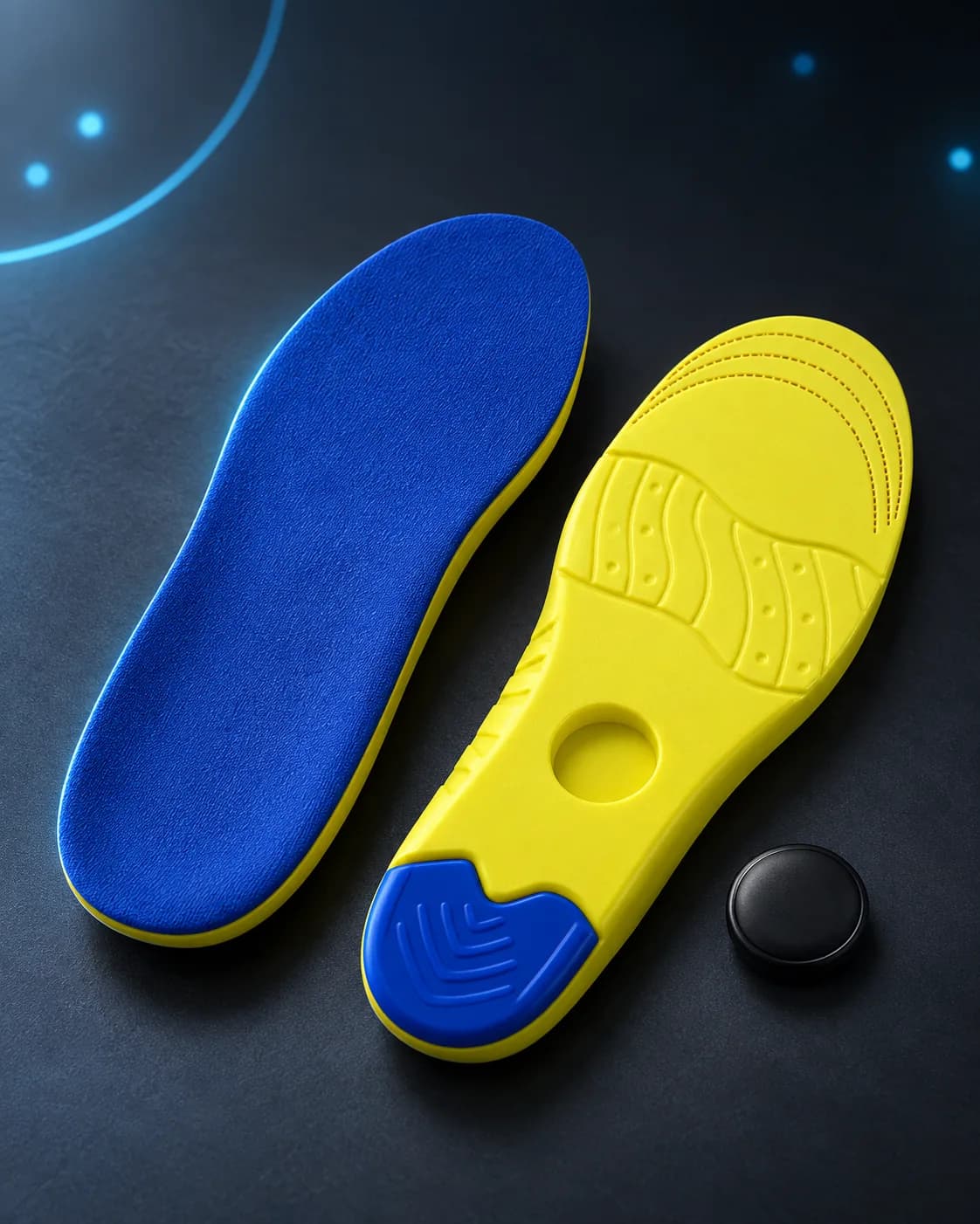 The blue cushion face, the yellow base with its circular recess, and LOCAFI MINI beside them